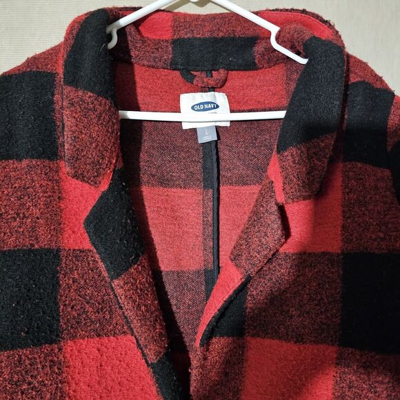 Old Navy Lumberjack Buffalo Plaid Jacket Women's Large Red Black Coat Cabincore - Picture 3 of 12
